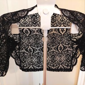 Dainty, cropped black lace cover-up